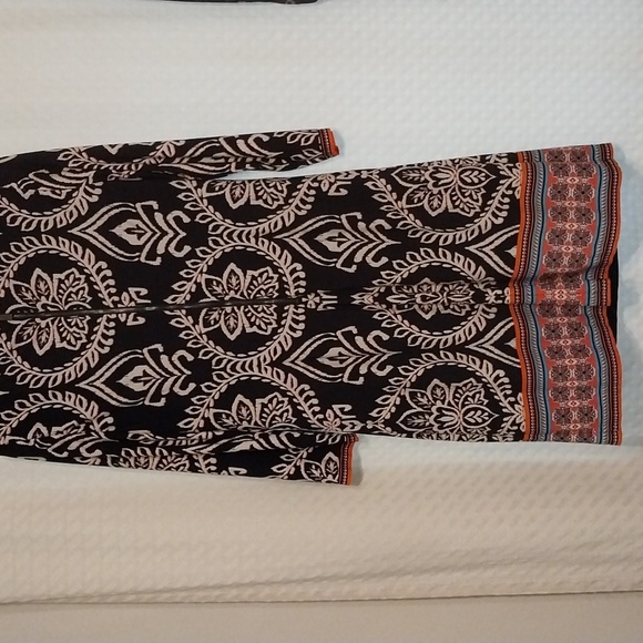 Vince Camuto Dress 3/4 sleeves navy w/white coral blue design size 10 - Picture 5 of 8